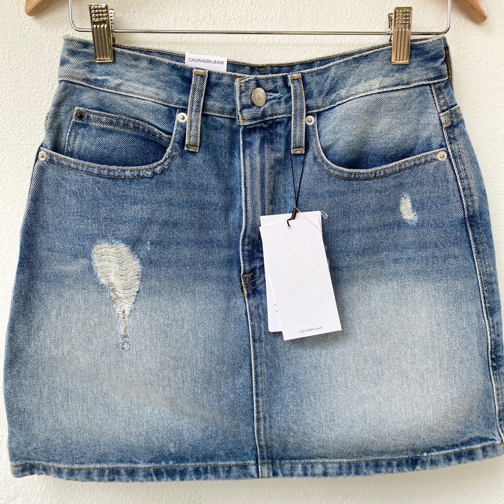 CALVIN KLEIN Jeans high rise skirt medium wash - Picture 6 of 10